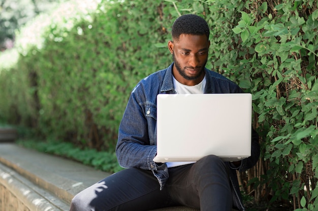 Businessman working on laptop