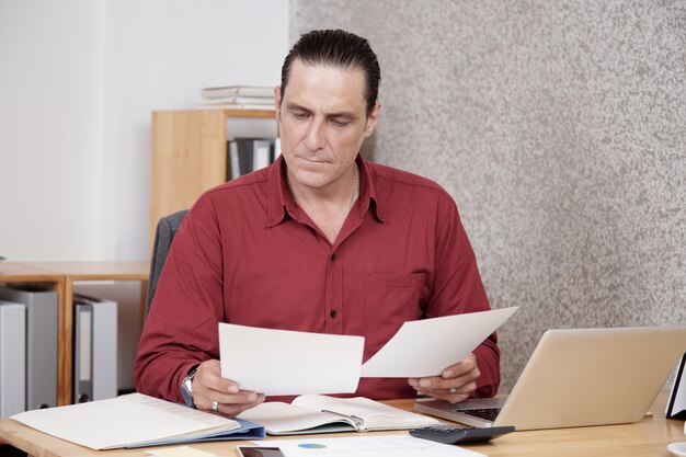 Businessman working with documents