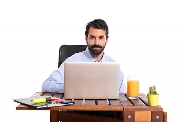 Businessman working with his laptop