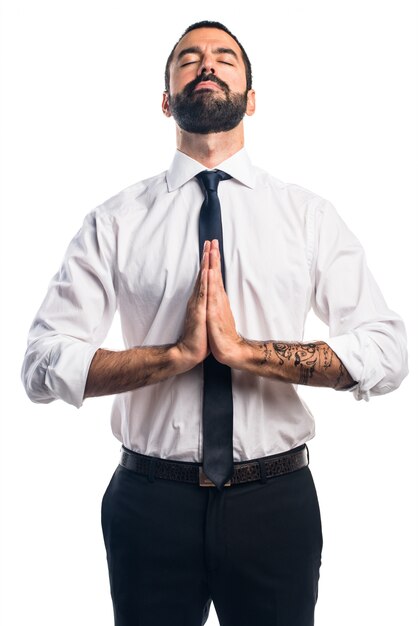 Businessman in zen position