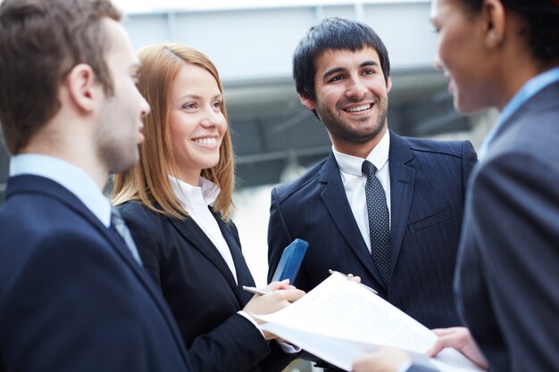 Businesspeople discussing