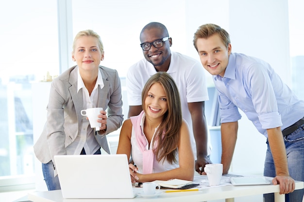 Businesspeople working as a team