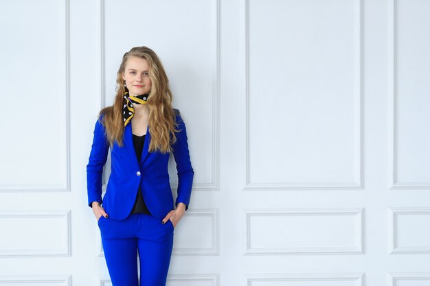 Businesswoman in blue dress