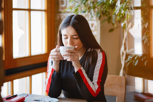 Businesswoman in a cafe