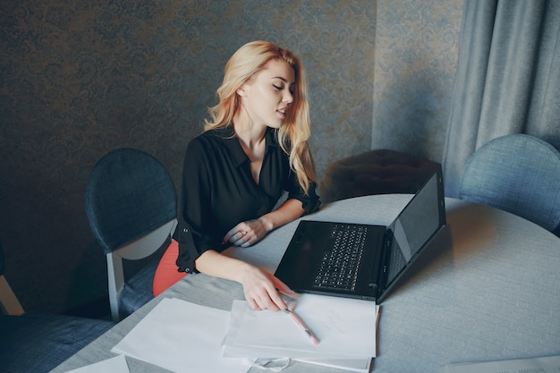 businesswoman in cafe