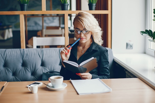 Businesswoman in a caffe