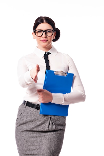 Businesswoman giving hand for handshake