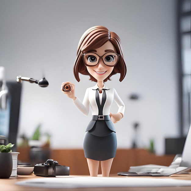 Free photo businesswoman in the office 3d rendering 3d illustration