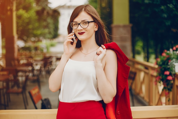 Businesswoman in a park