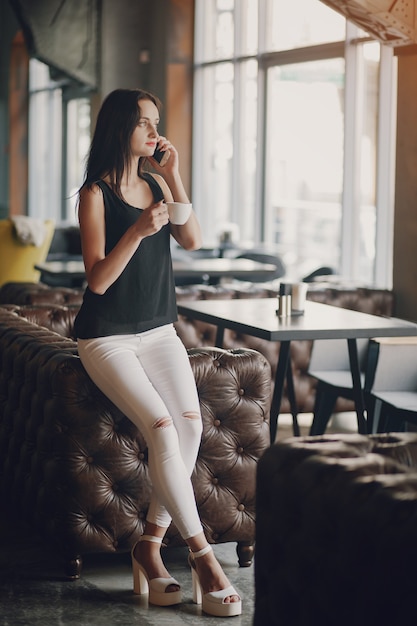 businesswoman in restaurant