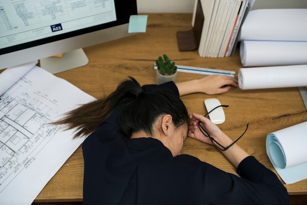 Businesswoman stressed and tired
