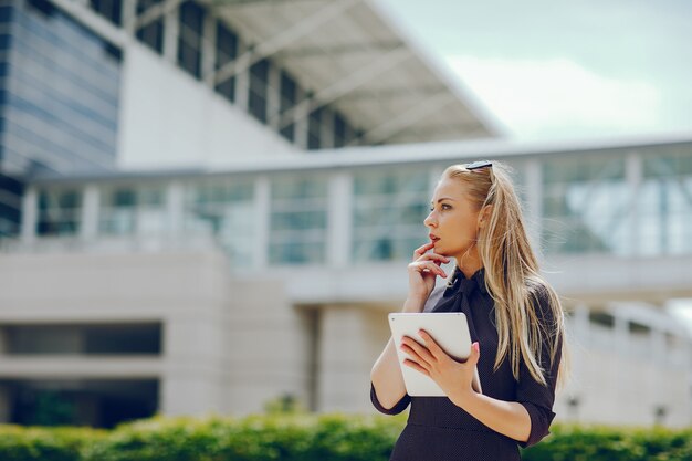 businesswoman in a summer city