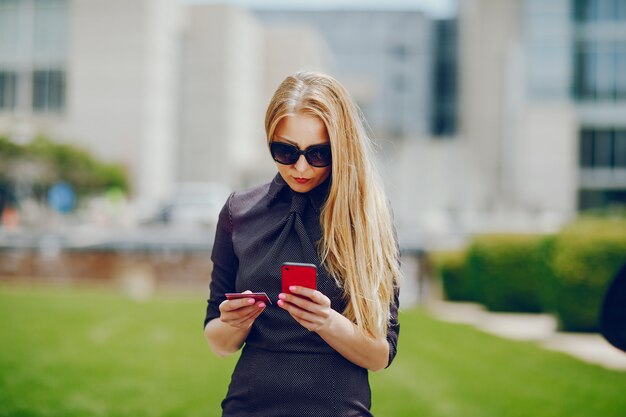 businesswoman in a summer city