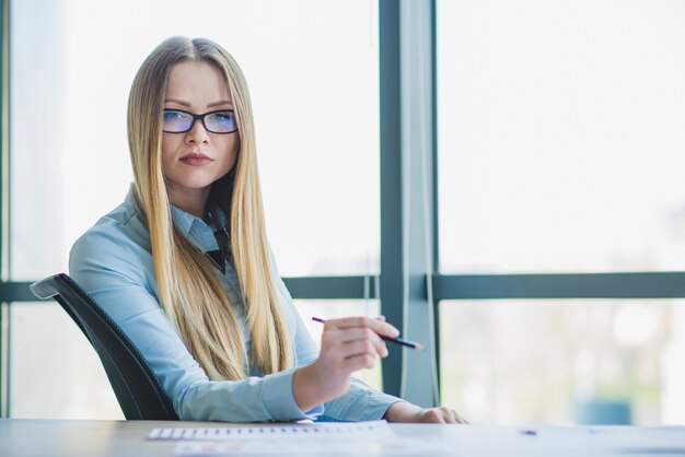 Businesswoman with glasses