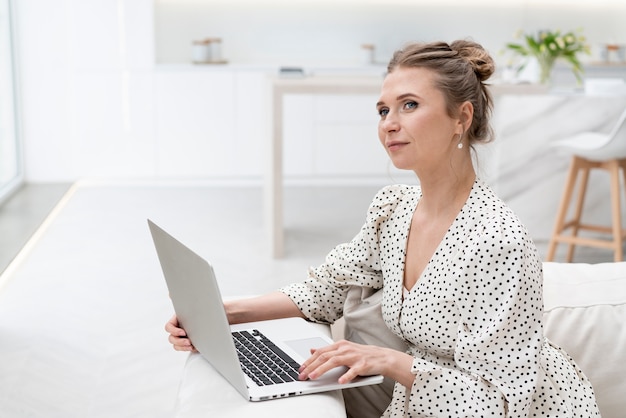 Businesswoman working at home