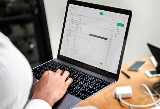 Businesswoman working on a laptop