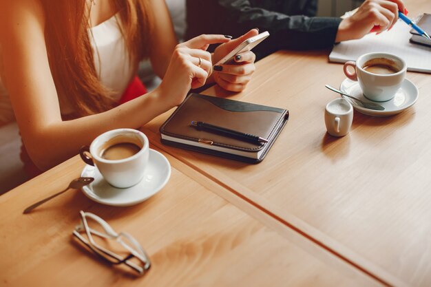 businesswomen in a caffe