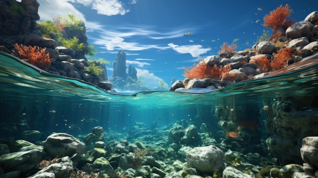Bustling Coral Reef Teeming with Marine Biodiversity