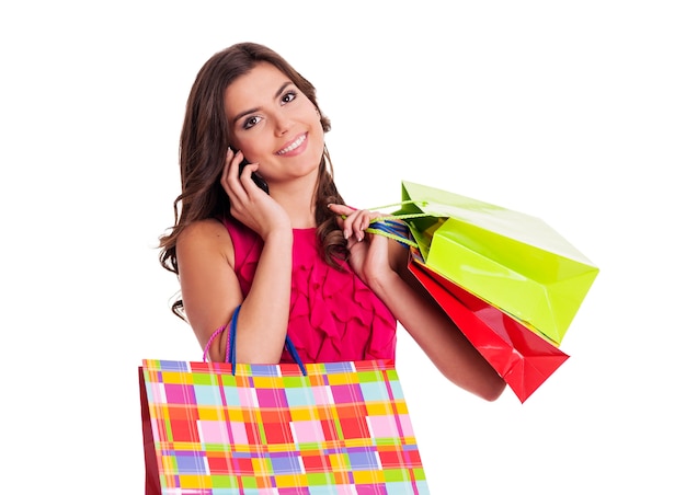 Busy woman with shopping bags
