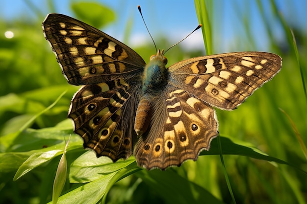 무료 사진 풀 위 의 나비