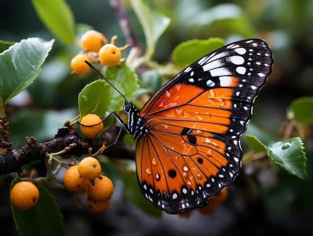 Бесплатное фото Бабочка на листьях