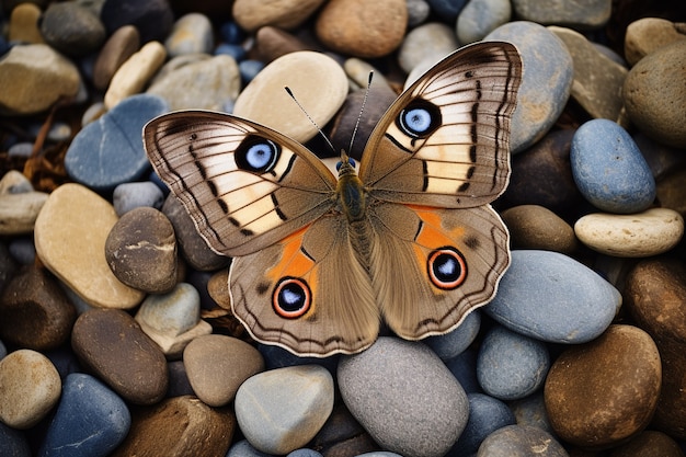Free photo butterfly on pebbles
