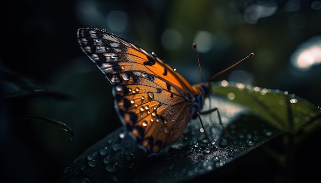 Free photo a butterfly sits on a leaf with the word 