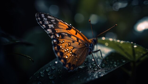 A butterfly sits on a leaf with the word " butterfly " on it.