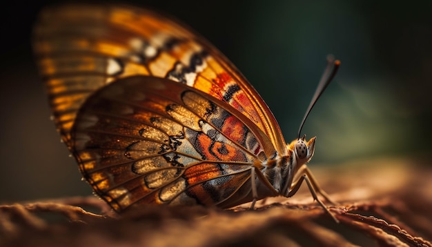 Free photo butterfly wing spotted with vibrant green pattern generated by ai