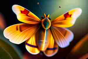 Free photo a butterfly with a red spot on its wing