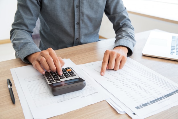 button bookkeeper calculating white calculator