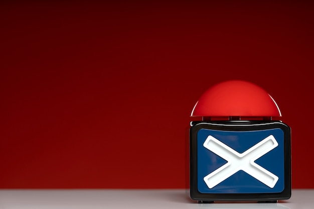 Buzzer on table with red background