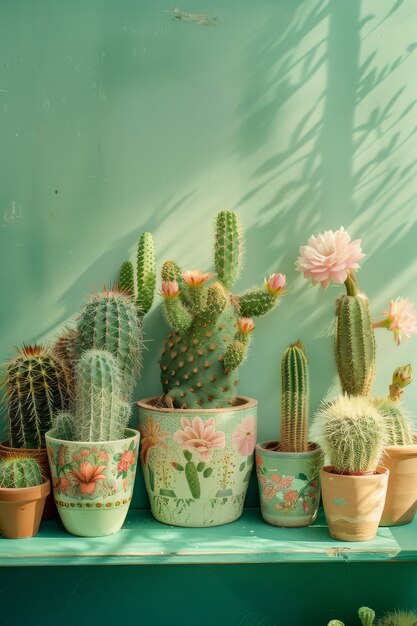 Free photo cactus plant in pot still life