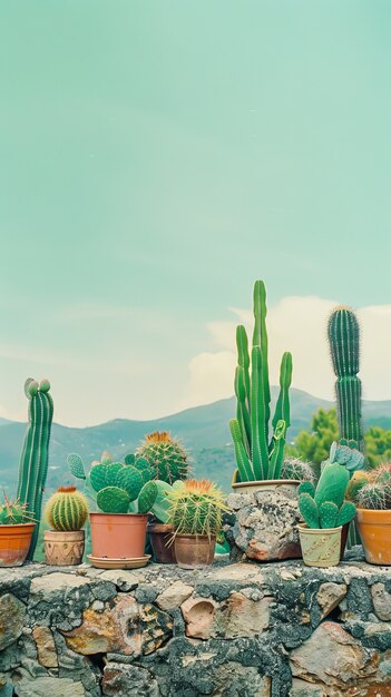 Free photo cactus plant in pot still life