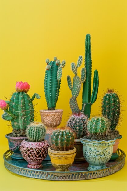 Free photo cactus plant in pot still life