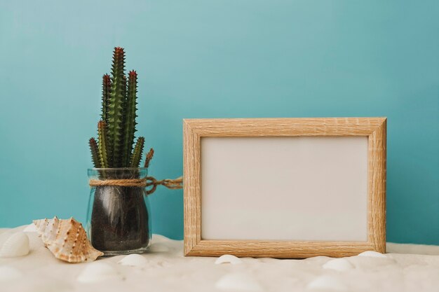 Cactus and white chalkboard