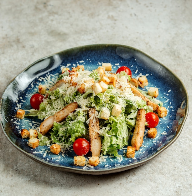 Caesar salad with fried chicken