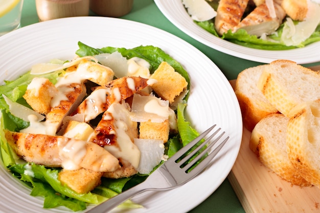 Caesar salad with griddled chicken