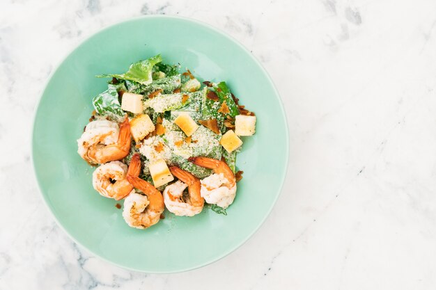 Caesar salad with shrimp or prawn