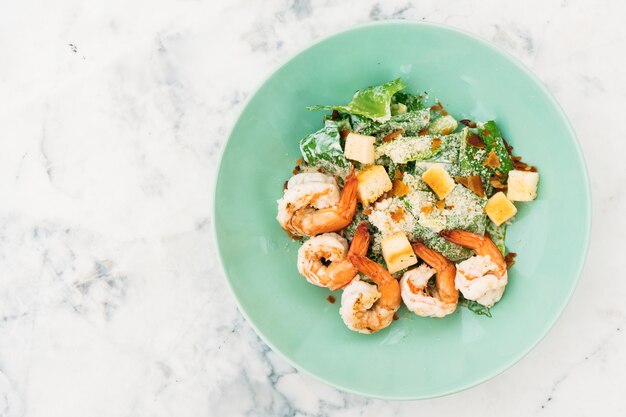 Caesar salad with shrimp or prawn