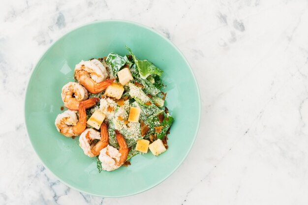 Caesar salad with shrimp or prawn