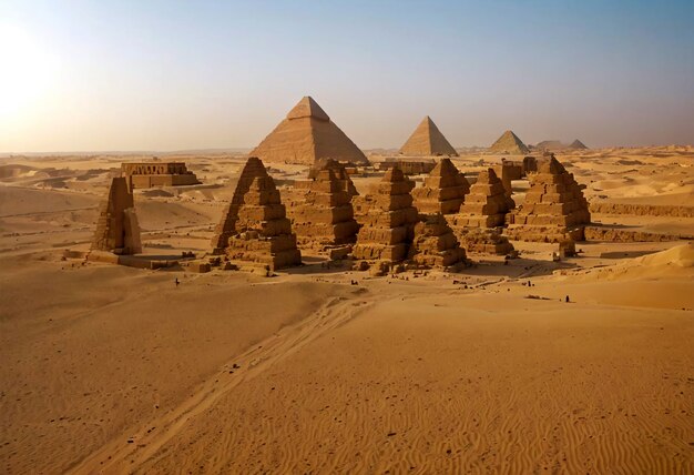 Cairo pyramids with text