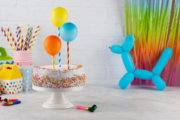Cake and balloons assortment