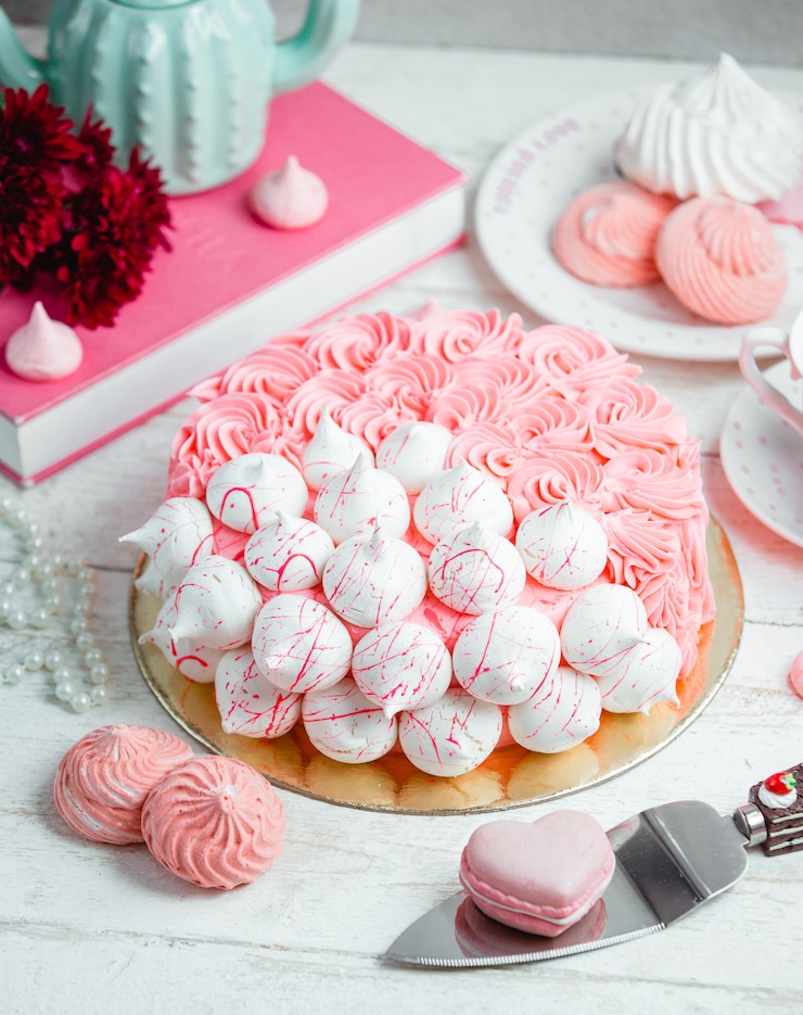 Free Photo cake decorated with cream and meringue