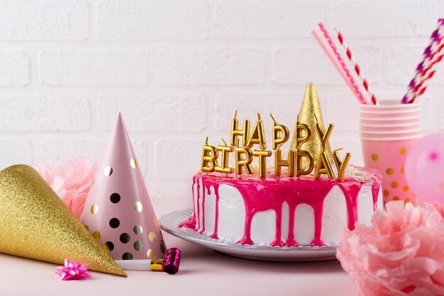 cake and party ornaments arrangement