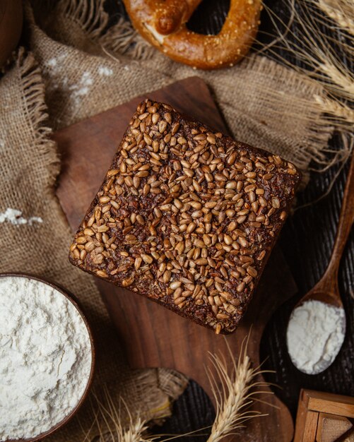 cake topped with sunflower seeds