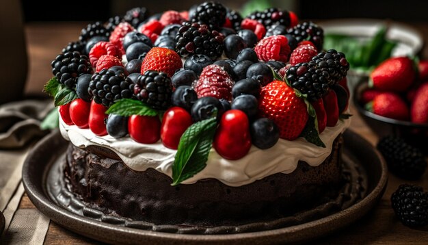 A cake with berries on it