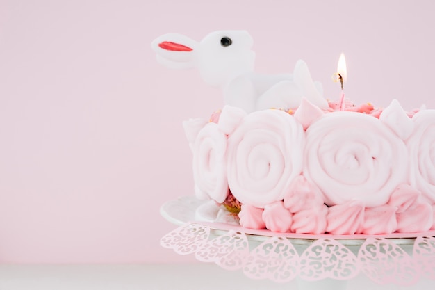 토끼와 촛불 케이크