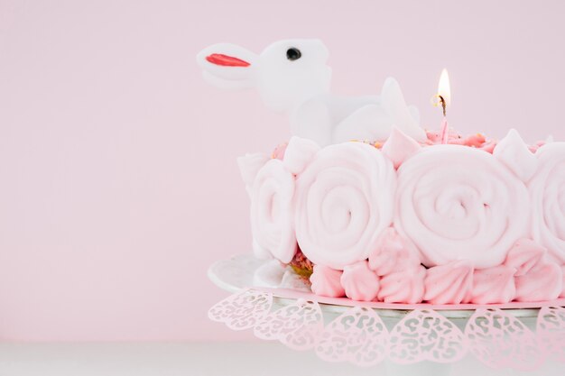 Cake with bunny and candle