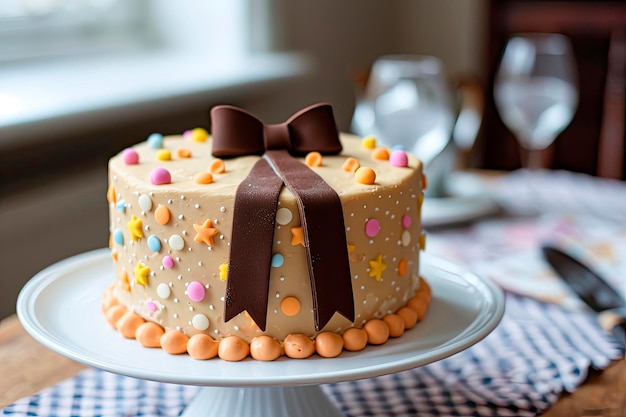 Foto gratuita torta con una cravatta in cima per il giorno del padre